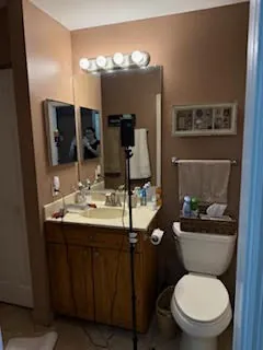 Bathroom pre-inspection setup with sampling equipment