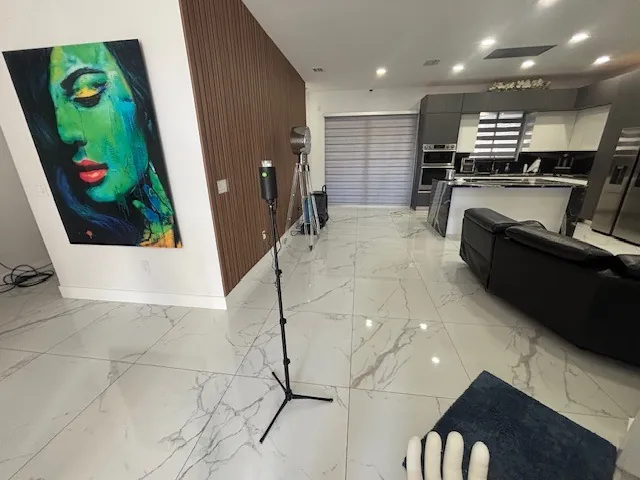 Air-O-Cell sampling equipment set up in residential living area